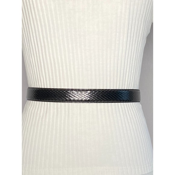 Liz Claiborne Womens Belt Size Medium Black Genuine Snake Skin - Picture 3 of 15